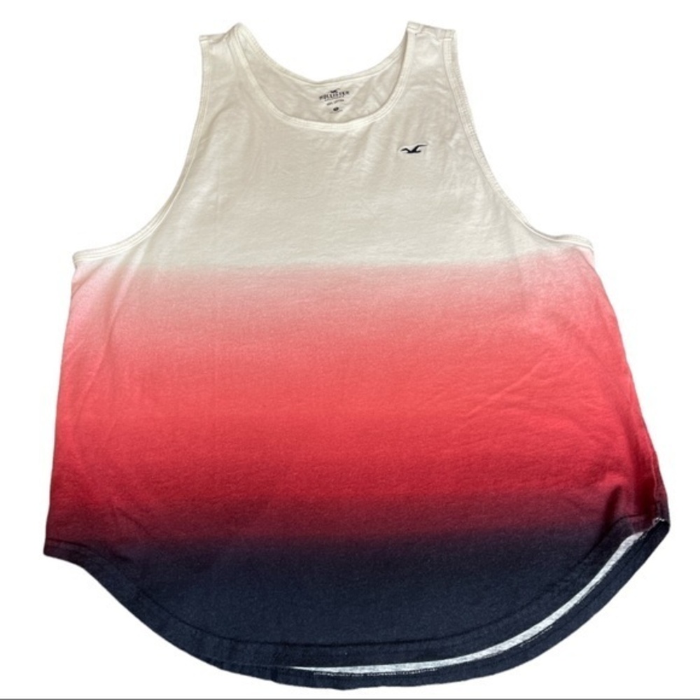 Hollister California White Red Black Summer Tank Top Shirt Size Med GUC #2326